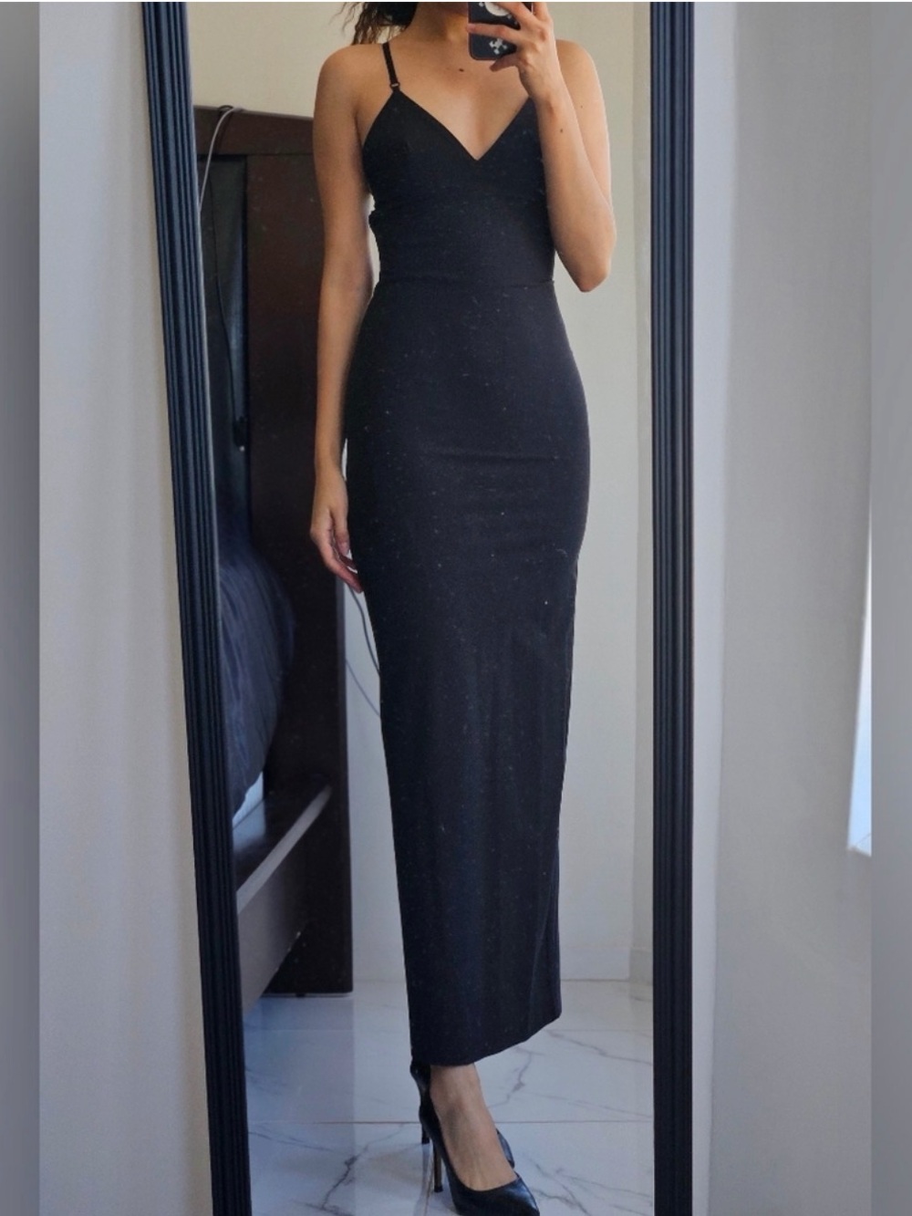 Classic Black Spaghetti-Strap Maxi Dress Zara